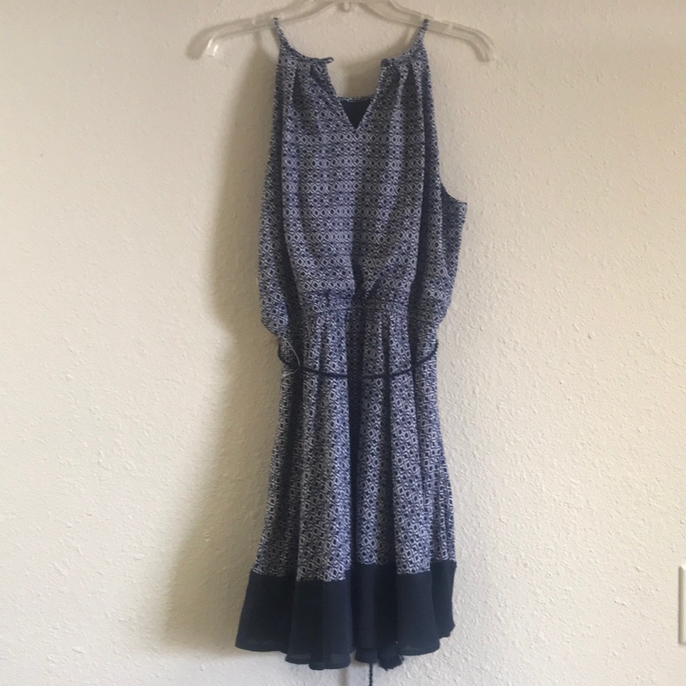 Takara Navy blue and white “Floral Fusion” Dress